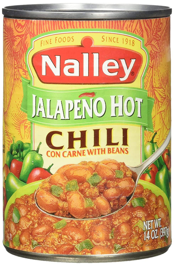 Nalley Jalapeno Hot Chili Con Carne with Beans, 14-ounce Cans (Pack of 12)