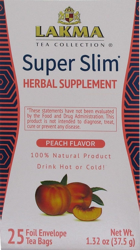 HYLEYS Lakma Super Slim Tea with Peach, 25 Tea Bags
