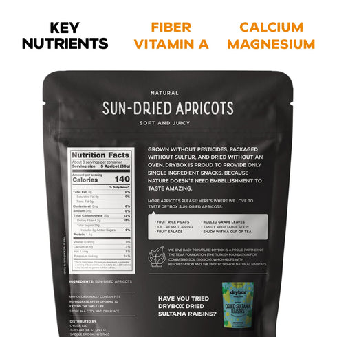 1 lb pack 1 Pack Drybox Unsulfured Organic Sun Dried Turkish Apricots, Unsweetened No Sugar Added, Non-GMO Dried