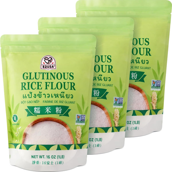 52USA Glutinous Rice Flour 48 Ounce (Basic), 1 Pound (Pack of 3),