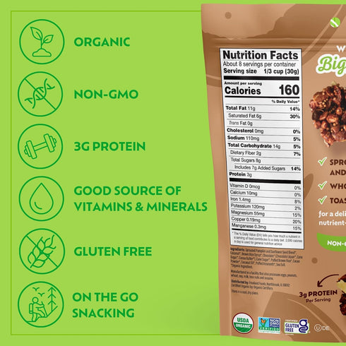 8oz Go Raw Dark Chocolate Snacking Granola, Pouch