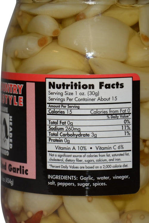 Bluebonnet Creek Farms Country Cloves16oz Texas Hill peeled Hot Pickled Garlic
