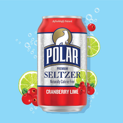 12 oz 18 pack Polar Seltzer Water Cranberry Lime, fl cans