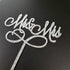 Mr and Mrs Cake Topper Bride and Groom Sign Wedding Engagement Decorations - Silver Glitter Acrylic