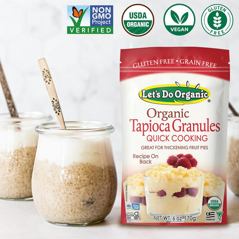 6 Oz (Pack 6) Let's Do Organic Tapioca Granules - Instant Tapioca, Tapioca Flour for Baking, Tapioca Starch Flour