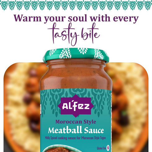 15.8oz (Pack 3) Al'Fez Moroccan Style Meatball Sauce - of - Mildly Spiced Tomato-Based Cooking Sauce - Gluten Free