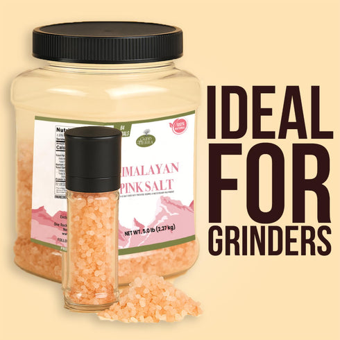 5 lb Good Tierra Himalayan Pink Salt in Jar - Coarse, - Ideal for Bath Salt, Table Salt Grinders, and Spice Jars