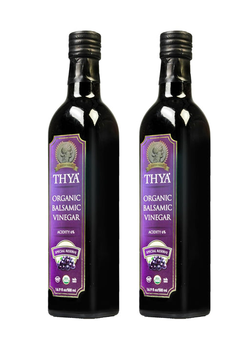 6%, 16.9 Oz. (Pack 2) THYA Organic Balsamic Vinegar, Acidity USDA Organic, Non GMO, Gluten free, Fl