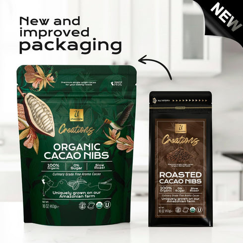 (16 oz) 100% 0% U Chocolate Creations | Organic Cacao Nibs | Fresh from our Farm | natural, Sugar | Perfect topping