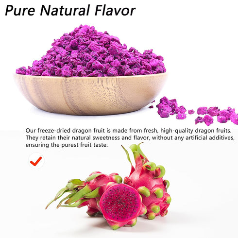 3.53OZ/100g Amilutuo Freeze-Dried Dragon Fruit, Freeze-Dried Fruit, No Added Sugars, Dragon Fru it Chunks, Dry Drag-on