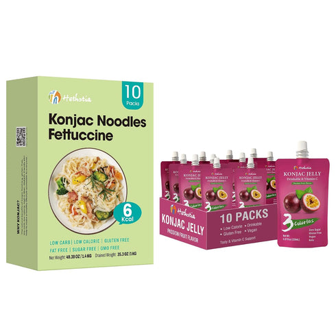 Hethstia Konjac Noodles, Konjac Jelly Drinkable, 20 Packs, Keto, Vegan, Gluten Free,