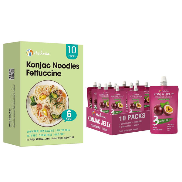 Hethstia Konjac Noodles, Konjac Jelly Drinkable, 20 Packs, Keto, Vegan, Gluten Free,