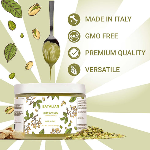 17.63 oz/500 EATALIAN by AMZ BETTER Pistachio Cream, gr, Delicious Spreadable Cream with Sweet and Unique Taste