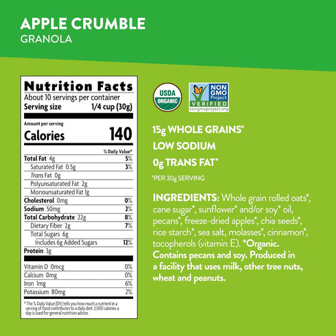 11.5 oz (Pack 6), Love Crunch Organic Apple Chia Crumble Granola, of Non-GMO, by Nature's Path
