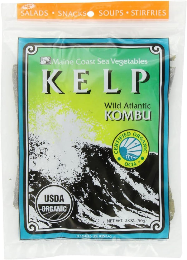 Maine Coast Sea Vegetables Kombu Sugar Kelp Leaf Bag | Organic Seaweed