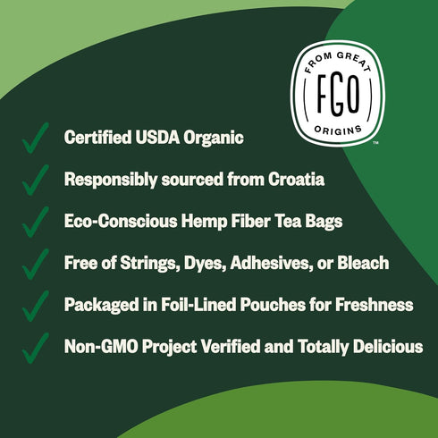 FGO Organic Nettle Leaf Tea, 100 Count, Eco-Conscious Caffeine Free Tea Bags in Resealable Bag