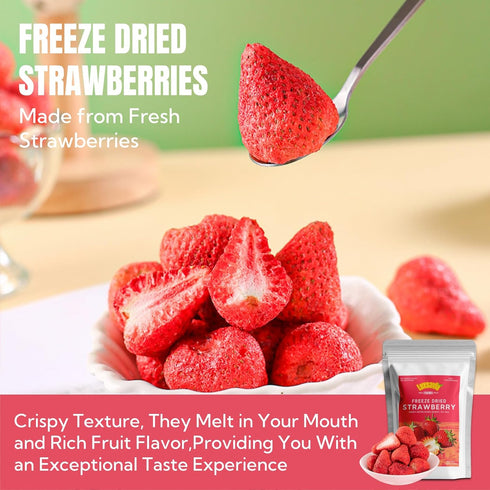 Luxsavia 3.52OZ/100g 50-55 Premium Whole Freeze Dried Strawberries per bag,Whole Big Natural Dried Strawberries No