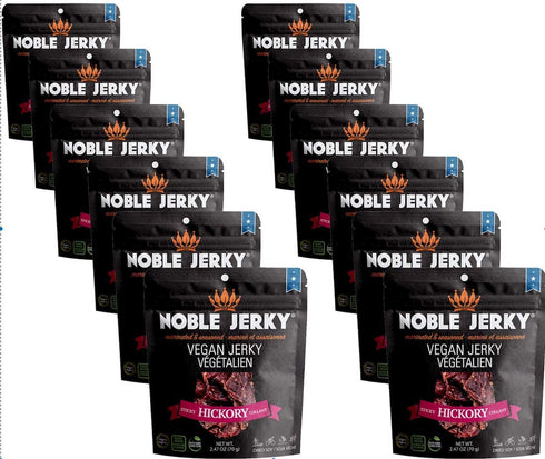 Noble Jerky Vegan Jerky, Plant-Based High Protein Snack, Vegetarian, Non-GMO, Hickory Flavor,
