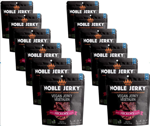 Noble Jerky Vegan Jerky, Plant-Based High Protein Snack, Vegetarian, Non-GMO, Hickory Flavor,