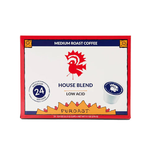 Puroast Low Acid Coffee| House Blend Single Serve Pods | Medium Roast