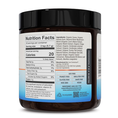 Immunity 30 Beyond Brew Vanilla Latte Coffee Alternative - Mushroom Complex w/Lions Mane, Reishi, Cordyceps & Chaga