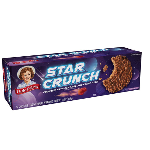 12 13 Oz Little Debbie Star Crunch Individually Wrapped Cookies, Chocolate, Caramel and Fudge