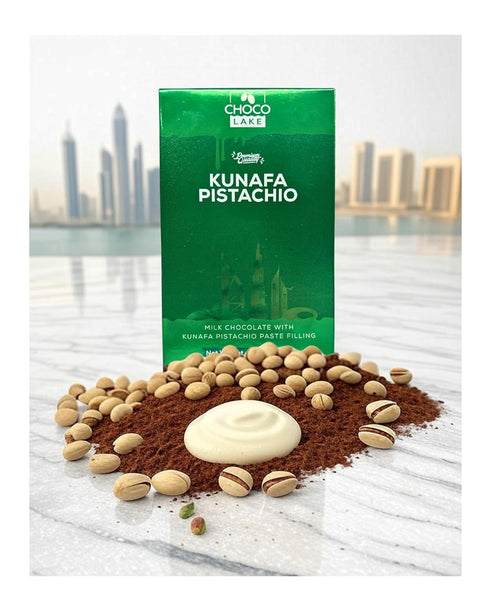 Choco Lake 6.7 oz Dubai Chocolate Kunafa Pistachio Bar - Kunafa Pistachio Milk Chocolate Bar