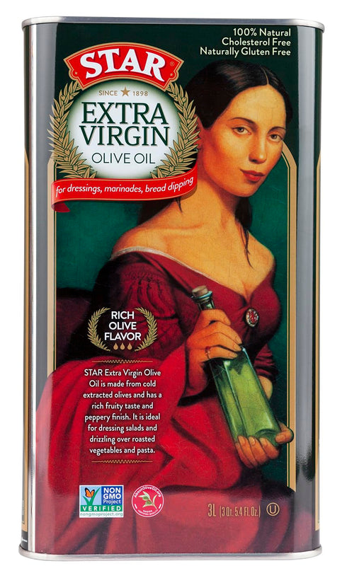 101 Oz (3 STAR | Extra Virgin Olive Oil | L) Tin | Rich Olive Flavor | Ideal for Family Cooking and Daily Use