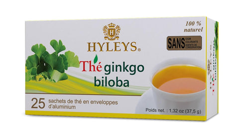 Hyleys Ginkgo Biloba Green Tea, Brain Support Blend with Citrus, 100% Natural, 25 Tea Bags