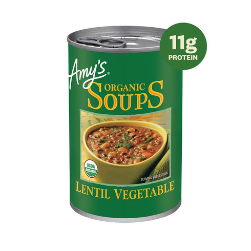 14.5 Oz (12 Pack) Amys, Vegan Lentil Vegetable Soup, Gluten Free, Made With Organic Vegetables, Canned Soup