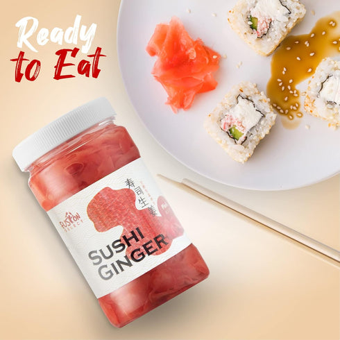 Fusion Select Sushi Ginger - Natural Sliced Gari, Pickled Ginger for Sushi - No MSG, Non-GMO - Spicy, Sour, Sweet & Salty Taste Notes - Side Dish For Sashimi, Sushi Ingredients - 12oz (White, 1Pk)
