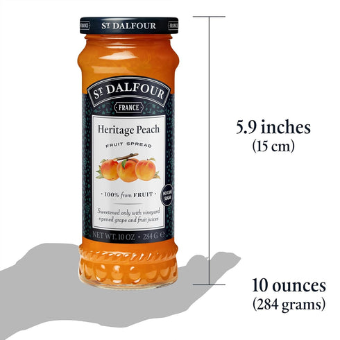 10oz 100% St. Dalfour Heritage Peach Fruit Spread - - from Fruit, No Artificial Ingredients, Non-GMO, No Cane Sugars