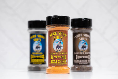 Sure Shot Sid’s Smokey Bacon Gunpowder Seasoning - Famous BBQ Rub for Beef, Steak, and Grilling