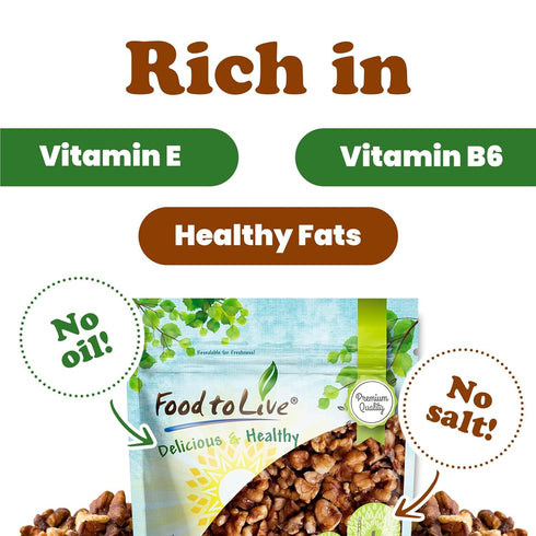 3 Packed Food to Live Dry Roasted Walnuts, Pounds Unsalted Nut Pieces. Delicious and Nutritious Snack. Keto and Paleo