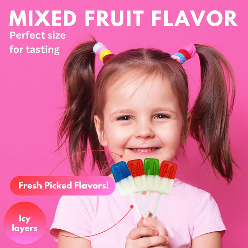 Summer, 70 Pack Fresh Finest Popsicle Shaped Ice Cream Lollipops - Individually Wrapped Suckers, Multicolor Lollipops