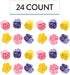 Set, 24 Count Global Sugar Art Edible Royal Icing Pink, Lavender and Yellow Rose Two sizes, for Cake and Cupcake