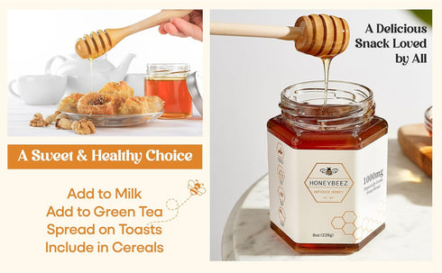 HoneyBeez 32mg 8oz) Premium Raw Honey Infused with Hemp- per serving (Natural