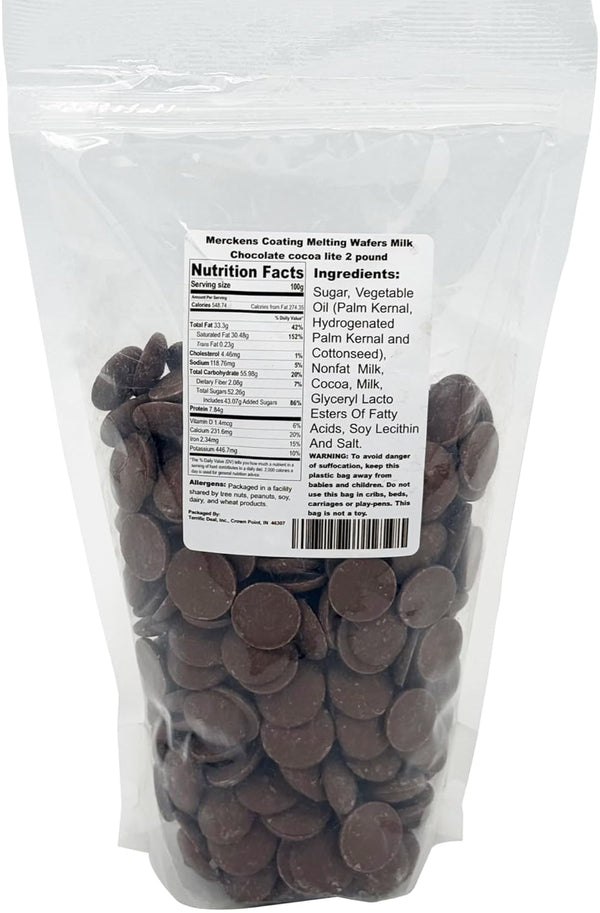 Merckens Coating Melting Wafers Milk Chocolate Cocoa Lite, 2 Pound