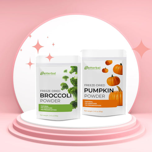 eHerbal Super Veggie Powder Set| Freeze-Dried Pumpkin Powder & Broccoli Powder (2