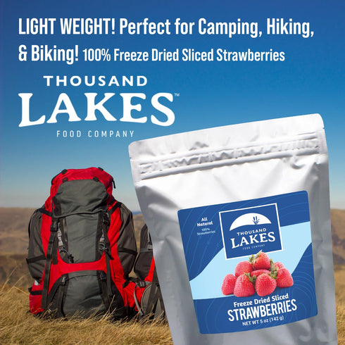 Thousand Lakes Freeze Dried Strawberries 2-pack, 1.2 ounces each, No Sugar Added, 100% Sliced Strawberries