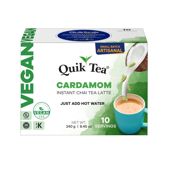 QuikTea Instant Vegan Cardamom Chai Tea Latte 10 Count, Warm and soothing