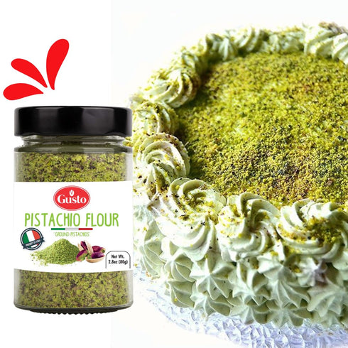 80 GUSTO ETNA Pistachio Flour, g, Sicilian Fine Chopped Pistachio Flour, Ground Pistachios, Pistachio Powder, Gluten