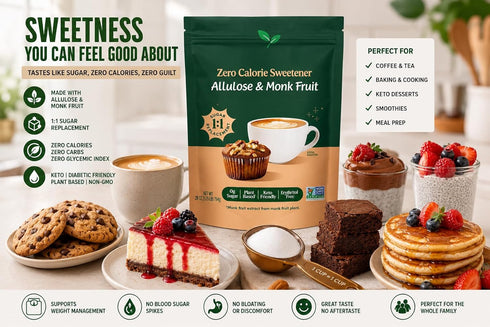 Generic 28oz 1:1 Allulose Monk Fruit Sweetener - Zero Calorie Sugar Substitute Replacement - Keto Diabetic Friendly Low