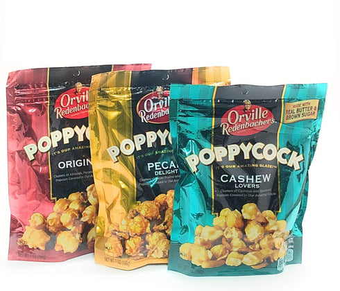 Poppycock Orville Redenbacher Variety Pack of Original, Pecan Delight, and Cashew Lovers, 7