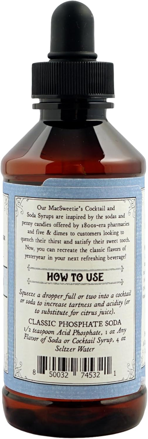 MacSweetie's 4 Acid Phosphate for Drinks, Cocktails & Sodas - Small Batch, Artisan Mixer with Natural Minerals - Adds