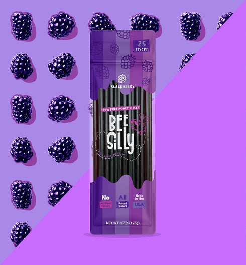 Bee Silly 15 (25 pack, Flavored Honey Sticks - USDA Grade Single Serve Straws, Only Calories Each - Pure Natural