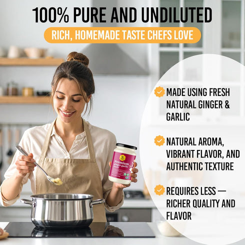 100% 24.7oz Ginger & Garlic Paste | Natural (Non-GMO) | Gluten Free | Vegan | No Artificial Preservatives or Flavors |