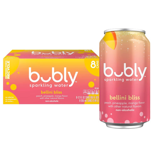 bubly Sparkling Water, Bellini Bliss, Zero Sugar & Zero Calories, 12 Fl