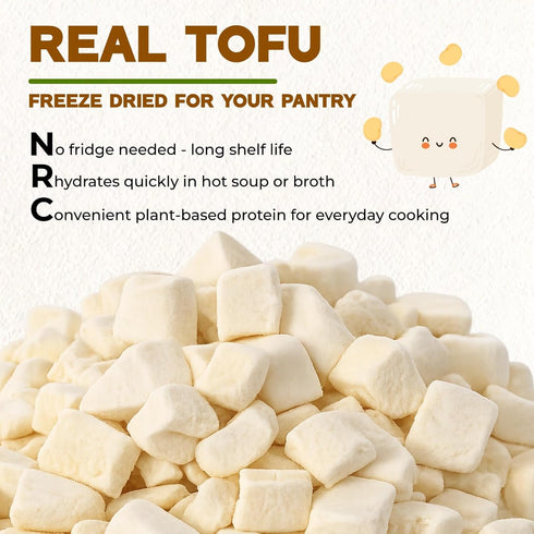 Nahasahr 6oz Freeze Dried Tofu Cubes Delicious Dehydrated Tofu, Ready to Eat Non-GMO Resealable Can, Instant Vegan Food