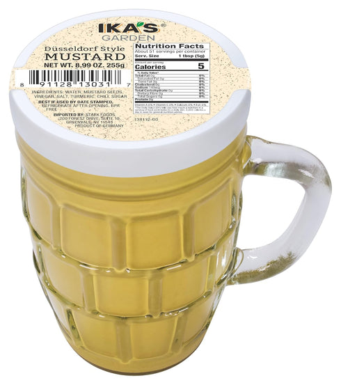 Ika's Garden 8.99 oz Ikas Garden Duesseldorf Style Mustard Smooth & Spicy German Mustard in Reusable Beer Mug, BPA-Free